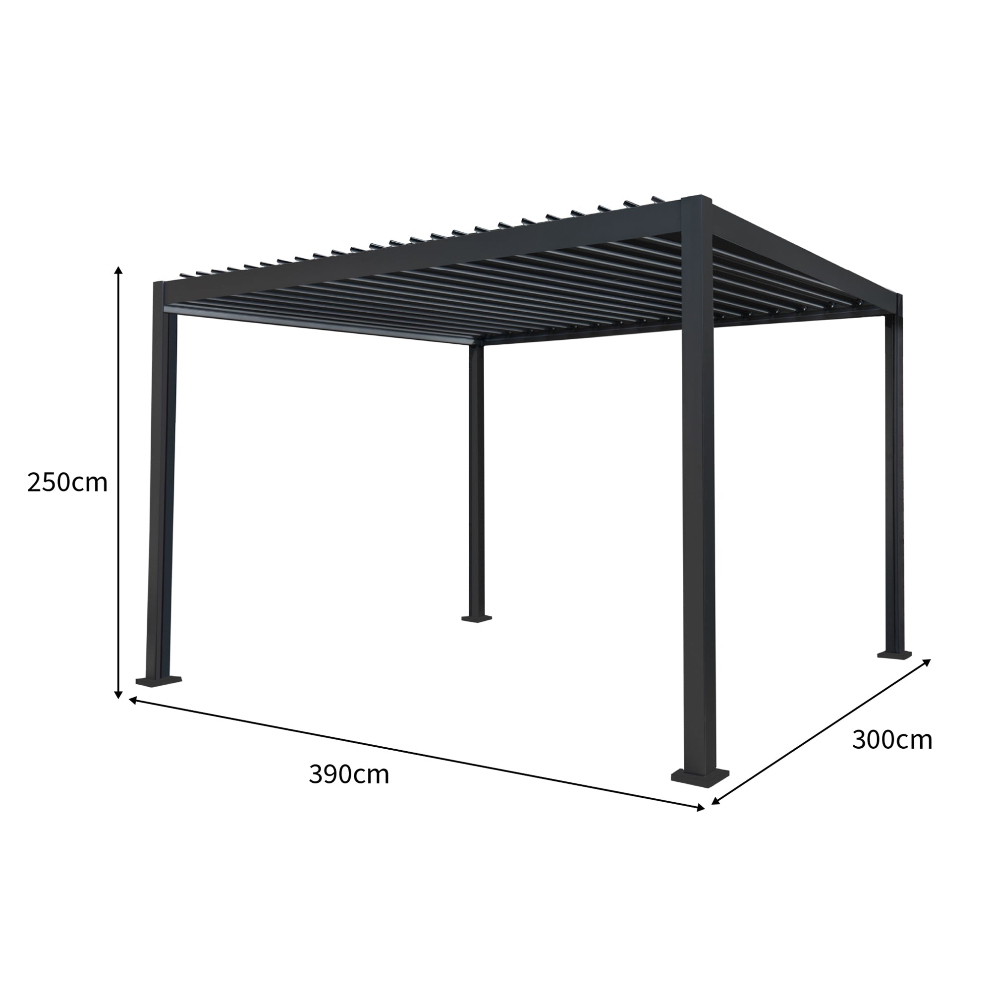 Anthracite Aluminium Pergola 3m x 4m LED Patio