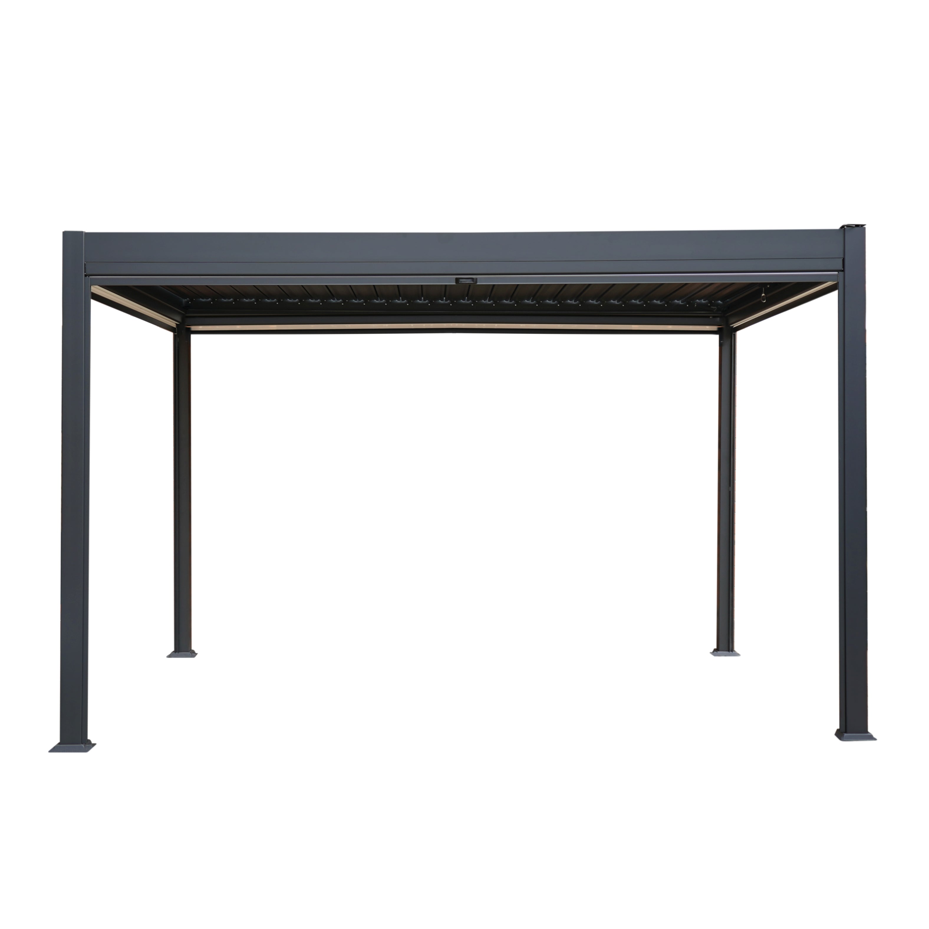 Anthracite Aluminium Pergola 3m By 4m White Blinds Weatherproof Outdoor Living Patio