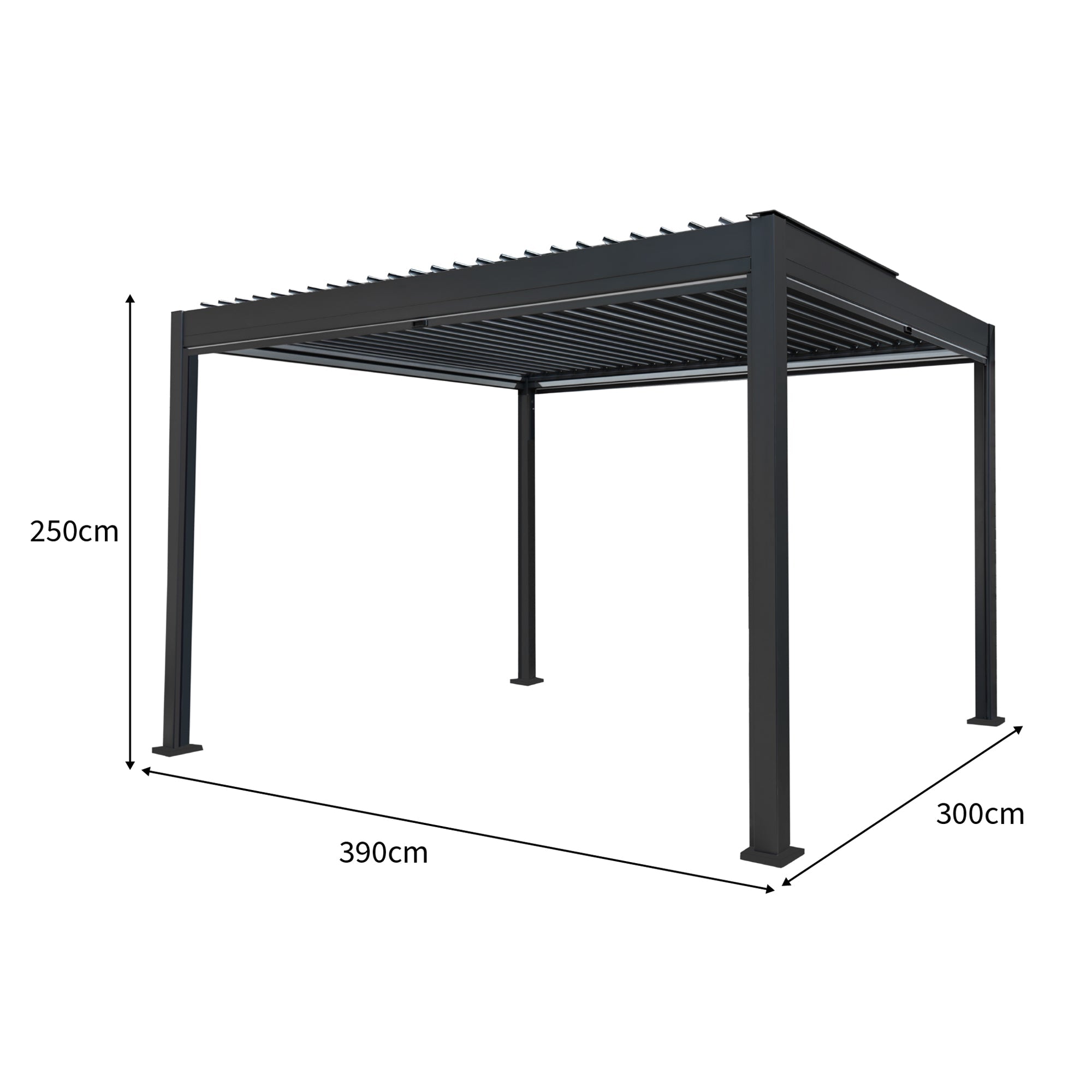 Anthracite Aluminium Pergola 3m By 4m White Blinds Weatherproof Outdoor Living Patio