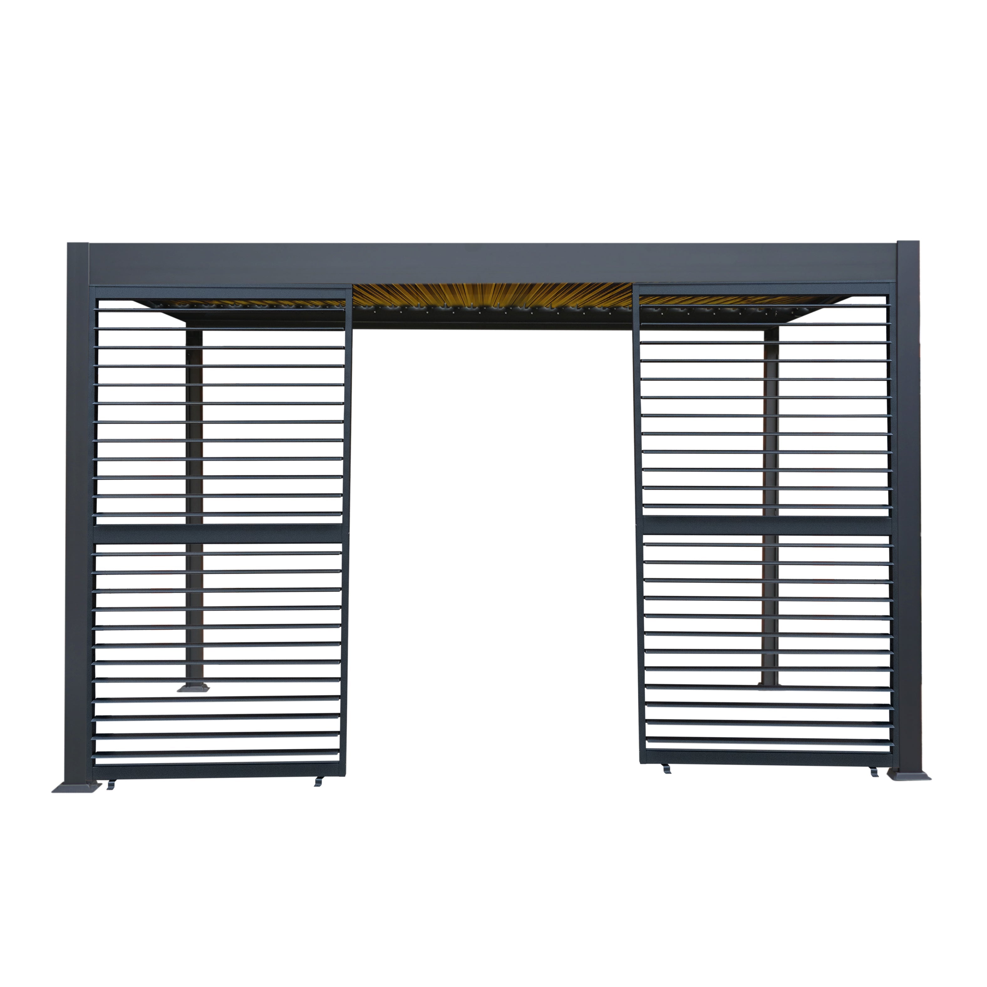 Anthracite Aluminium Pergola 3m x 4m With LED Lighting And Dual Shutter Panels For Outdoor Living