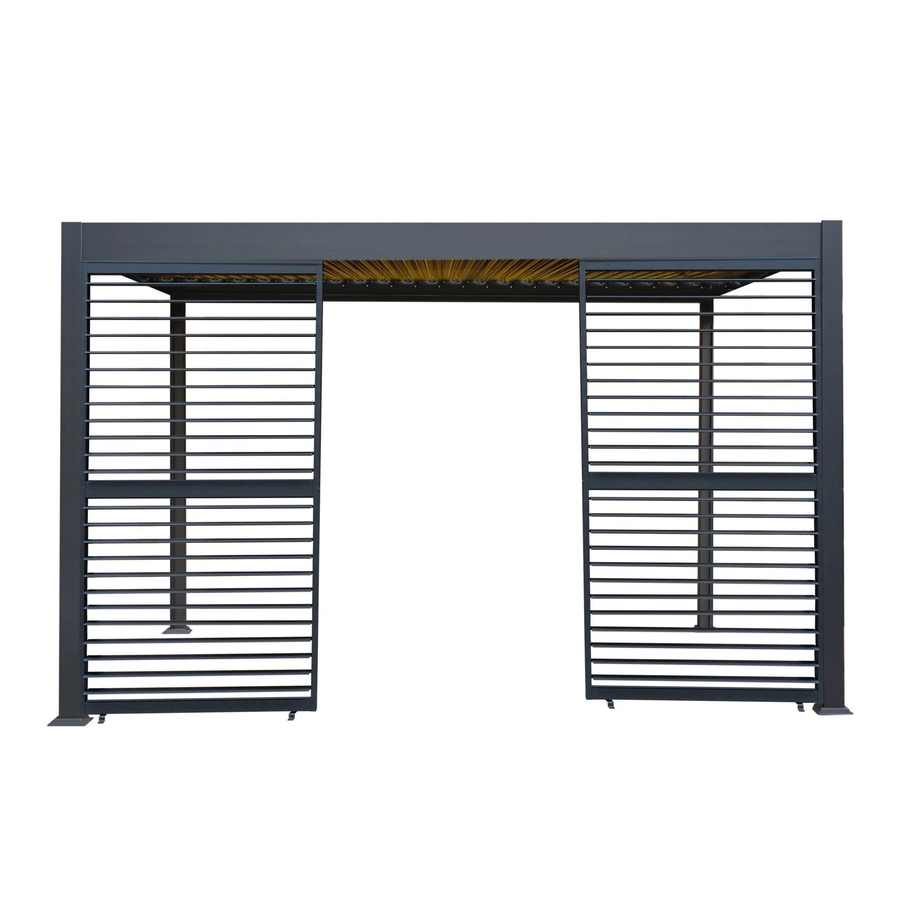 Monster Shop Anthracite Aluminium Pergola 3m x 4m With LED Lighting And Dual Shutter Panels For Outdoor Living - Uncategorized Gazebos