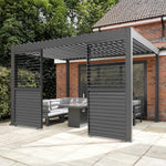 Monster Shop Anthracite Aluminium Pergola 3m x 4m With LED Lighting And Dual Shutter Panels For Outdoor Living - Uncategorized Gazebos