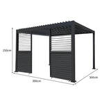 Monster Shop Anthracite Aluminium Pergola 3m x 4m With LED Lighting And Dual Shutter Panels For Outdoor Living - Uncategorized Gazebos
