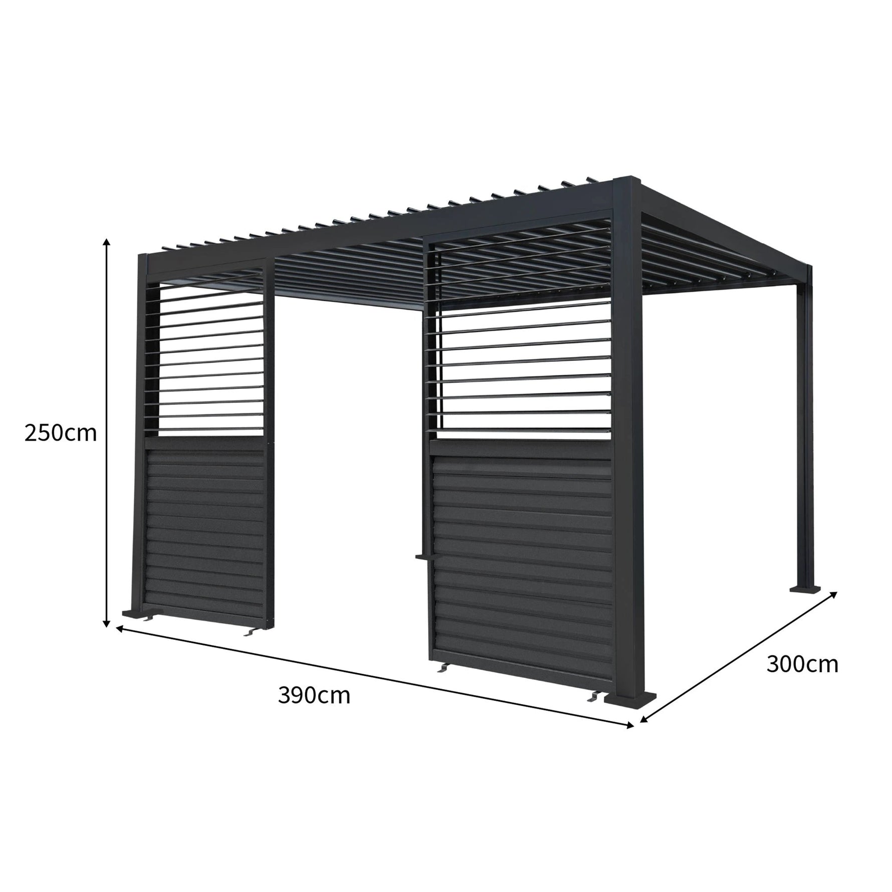 Monster Shop Anthracite Aluminium Pergola 3m x 4m With LED Lighting And Dual Shutter Panels For Outdoor Living - Uncategorized Gazebos