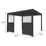Anthracite Pergola 3m x 4m LED Lights Outdoor by Monster Shop