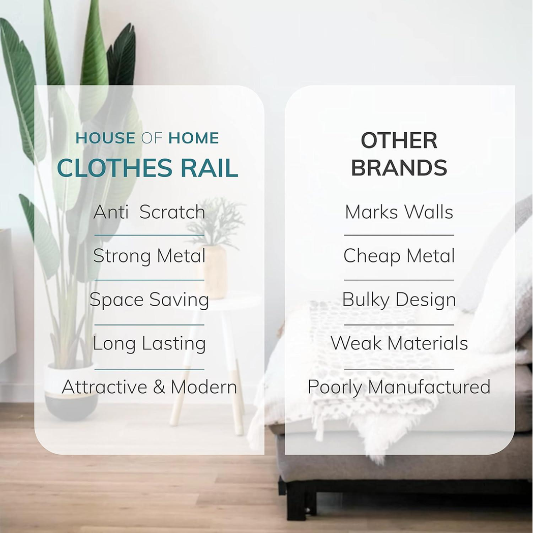 Premium Clothes Rail Two Tier White Powder Coating - House of Home - Home Symphony