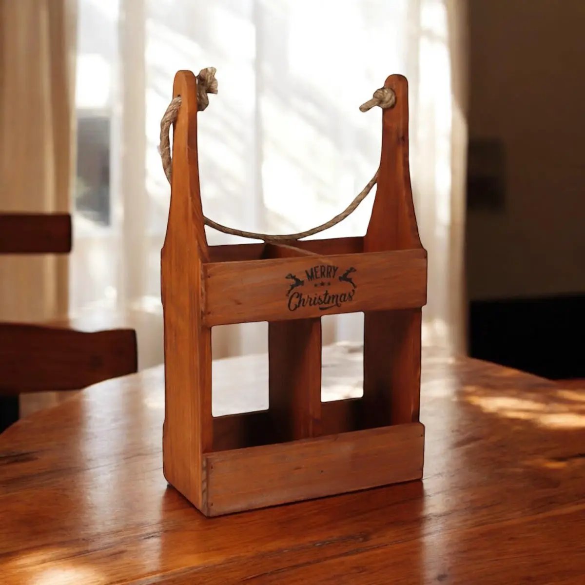 MSL 39CM WOODEN 2 BOTTLE WINE HOLDER - Wine Rack