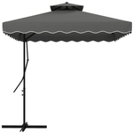 Outsunny Outsunny 2.5m Square Cantilever Garden Parasol Umbrella with Cross Base, Grey - Parasol