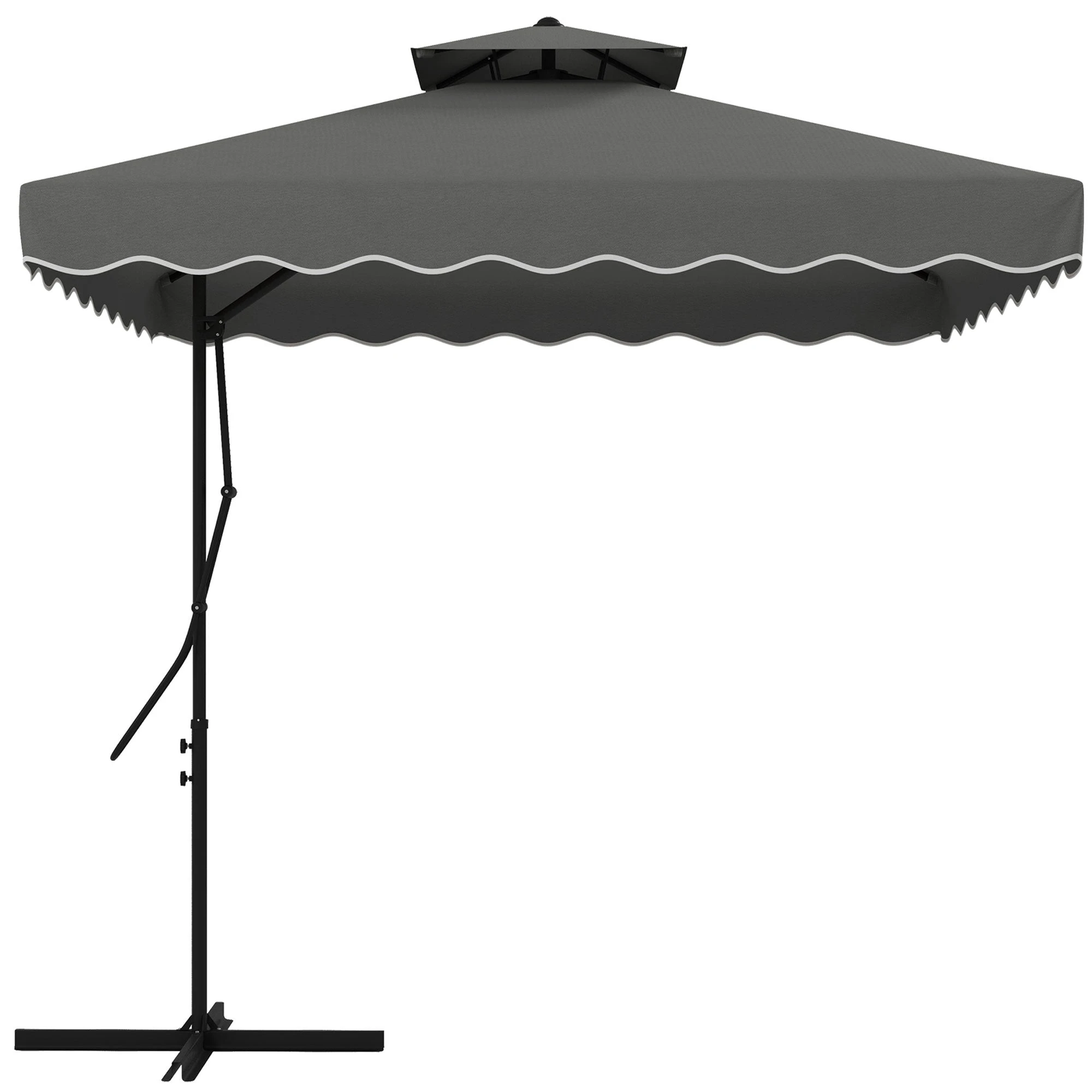 Outsunny Outsunny 2.5m Square Cantilever Garden Parasol Umbrella with Cross Base, Grey - Parasol