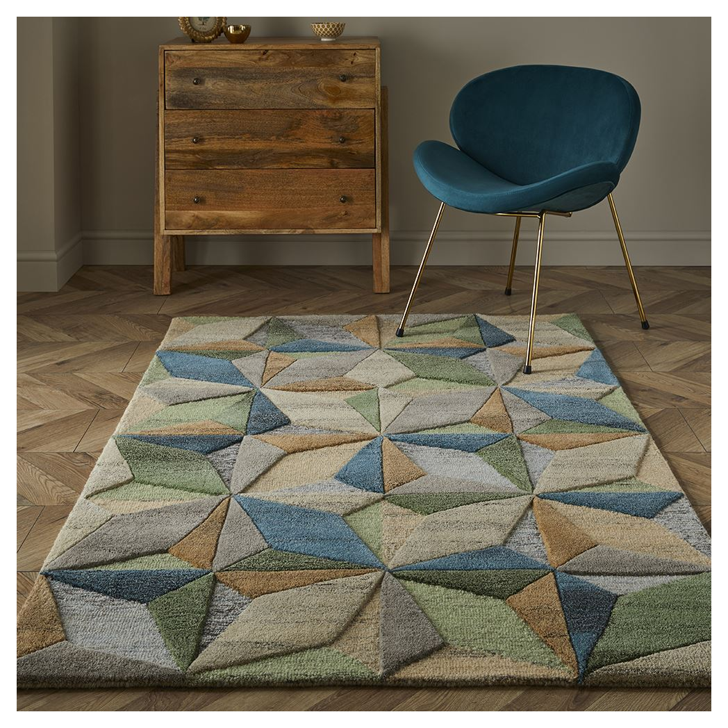 Esselle Home Lilianna Embossed Geo Wool 120x170cm Rug - Rug
