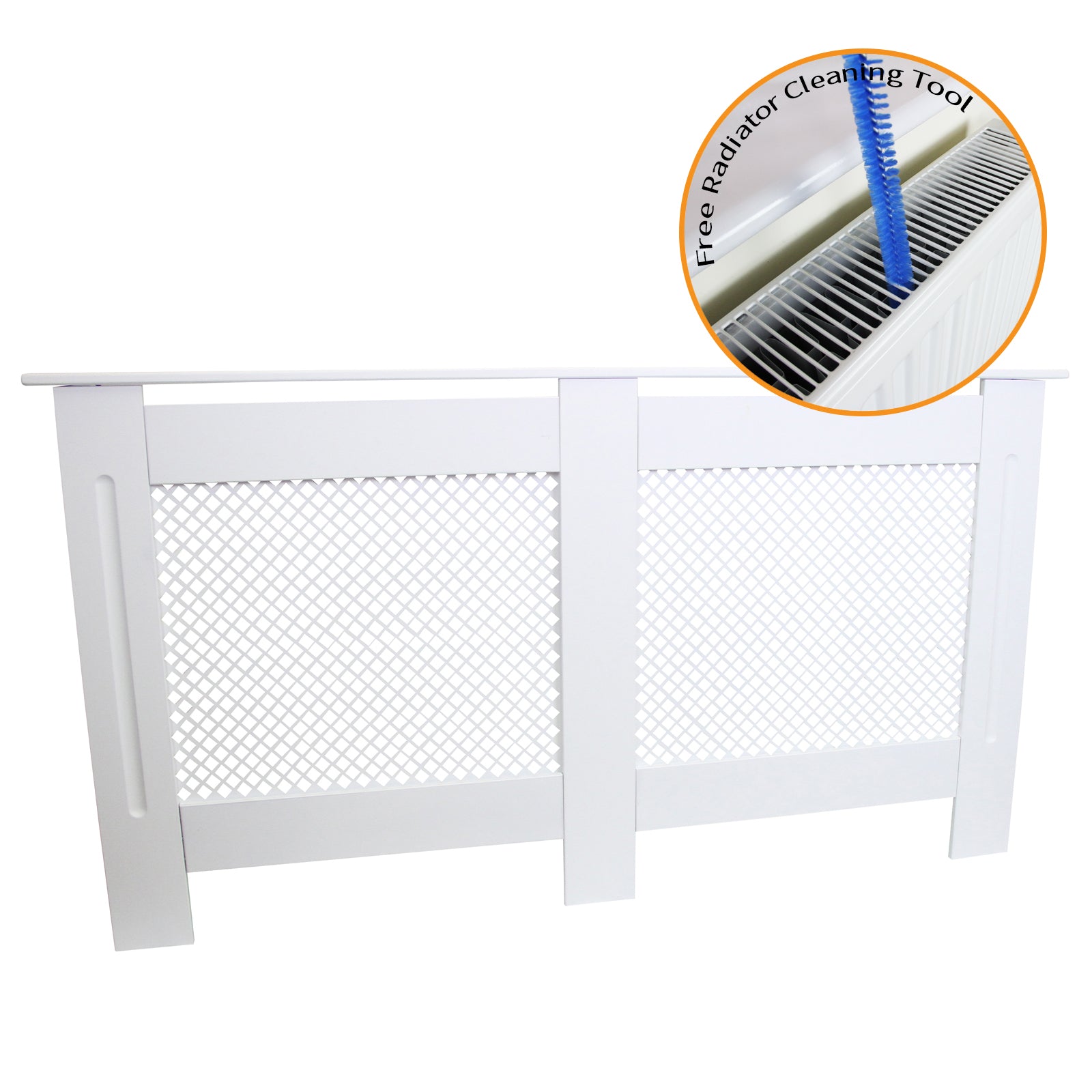 Quality Radiator Cover 1515mm Trellis Grill Front MDF White For Kid Safety In Modern Homes