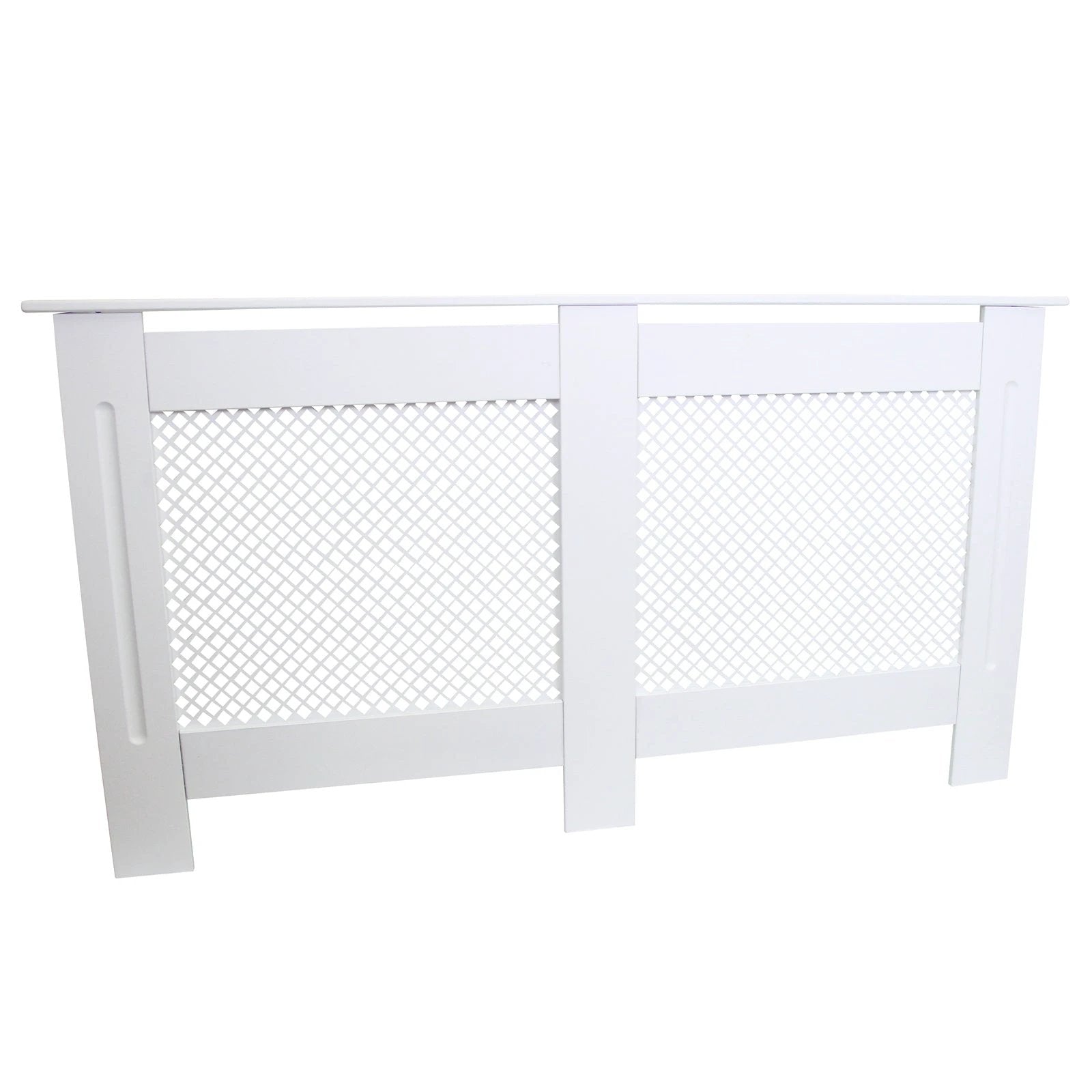 Quality Radiator Cover 1515mm Trellis Grill Front MDF White For Kid Safety In Modern Homes by Monster Shop