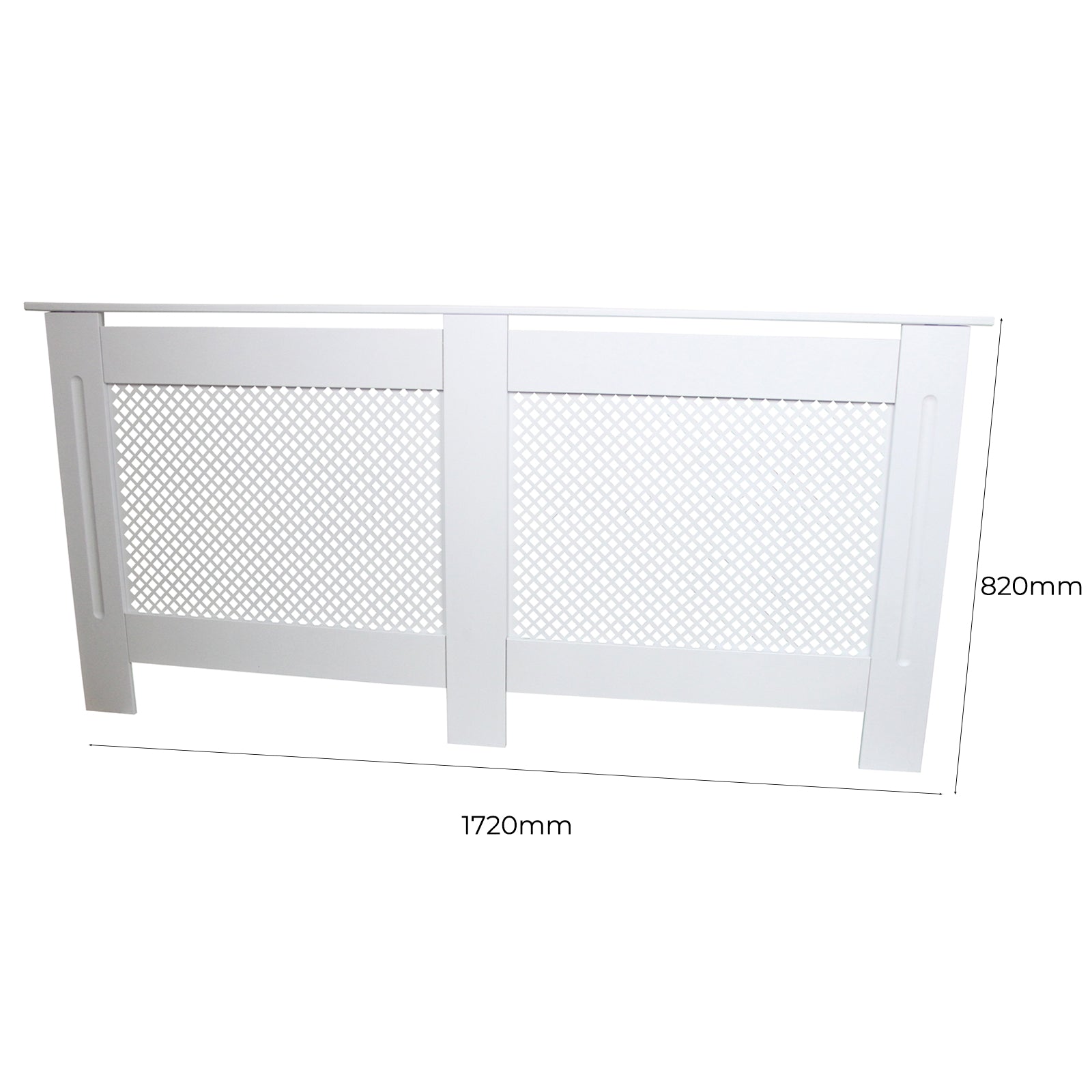 Premium Radiator Cover 1720mm White MDF Trellis Front For Child And Pet Safe Homes