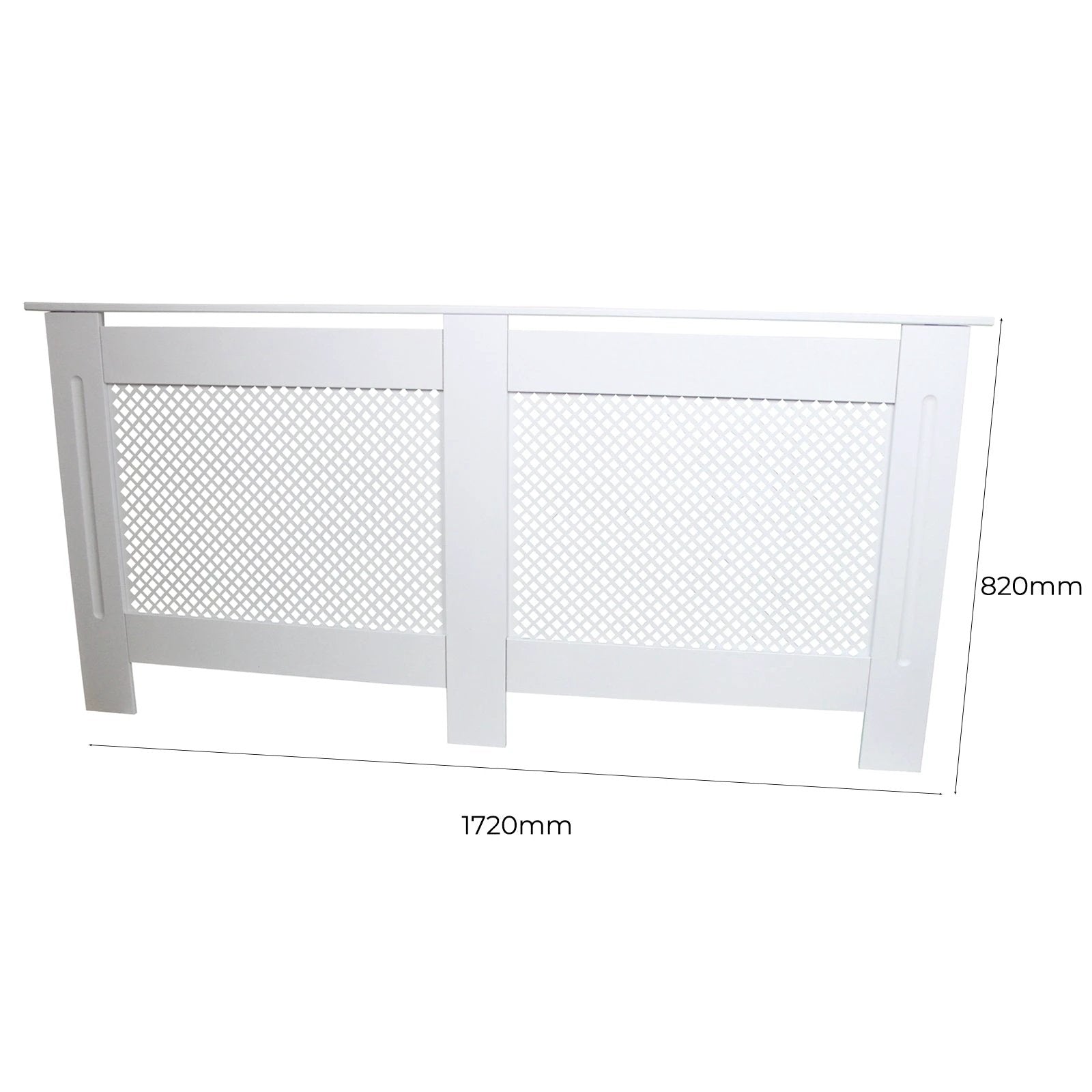 Premium Radiator Cover 1720mm White MDF Trellis Front For Child And Pet Safe Homes by Monster Shop