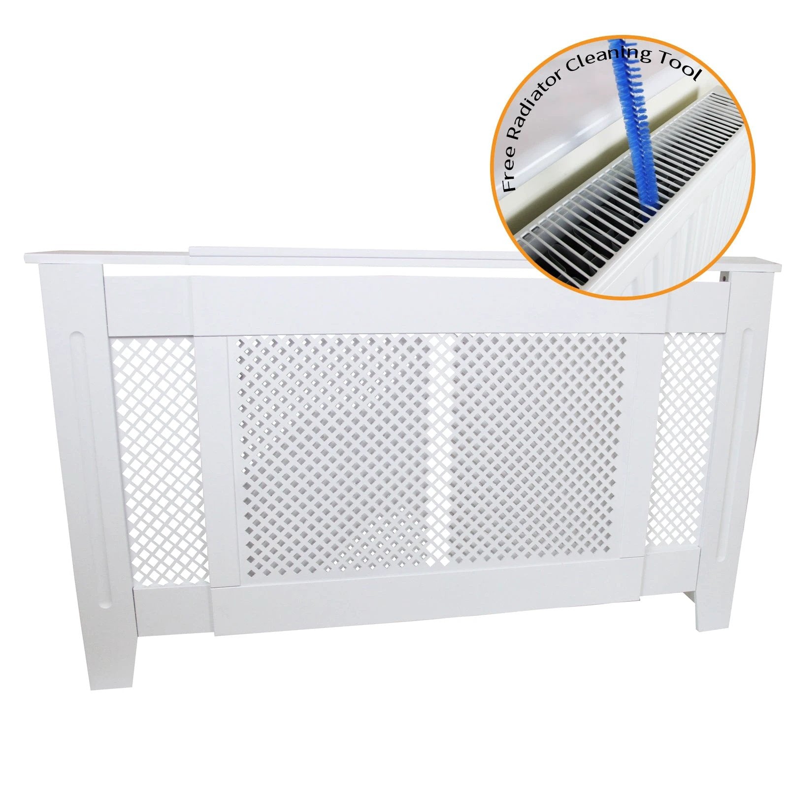 White Radiator Cover 1400-1920mm Trellis Grill by Monster Shop