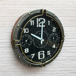 MSL 40CM WALL CLOCK - Brass Fittings - Black Clock Face - Requires 1 X AA Battery - Clock