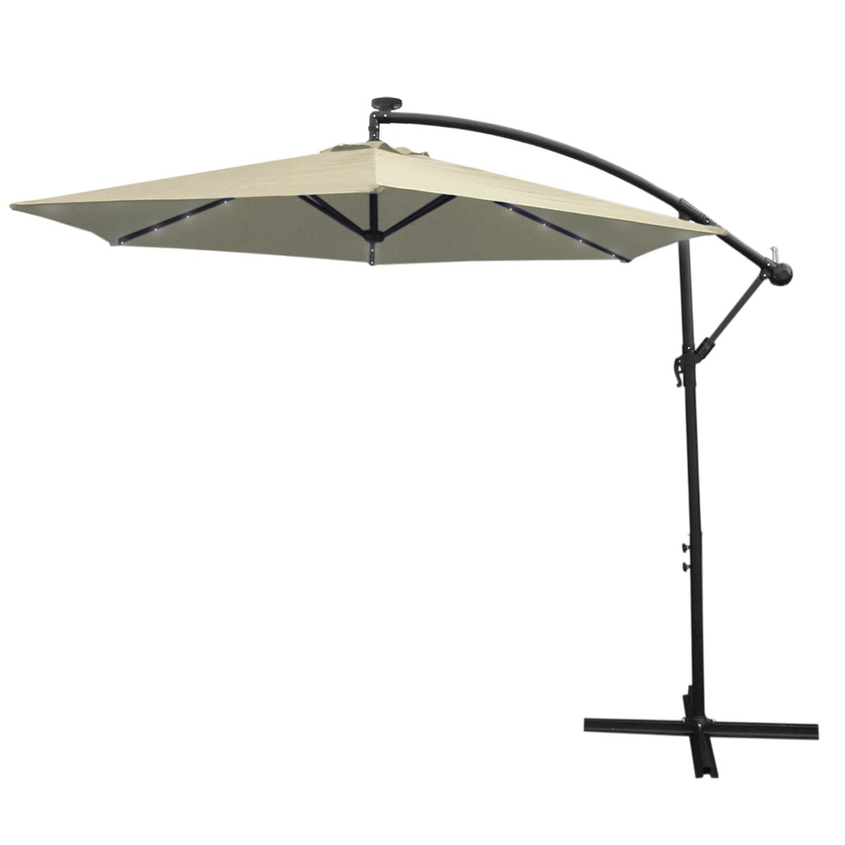 Premium Cream LED Cantilever Parasol 3m Diameter With UV Protection For Outdoor Garden Use