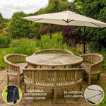 Premium Cream LED Cantilever Parasol 3m Diameter With UV Protection For Outdoor Garden Use - Monster Shop - Home Symphony