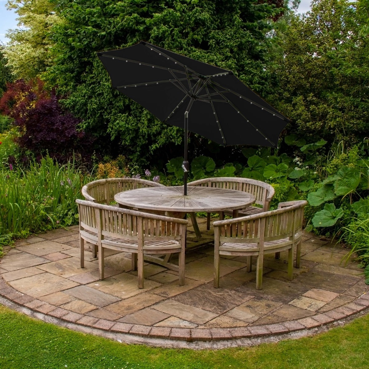 Black Parasol 2.7m LED Tilt Garden - Monster Shop - Home Symphony