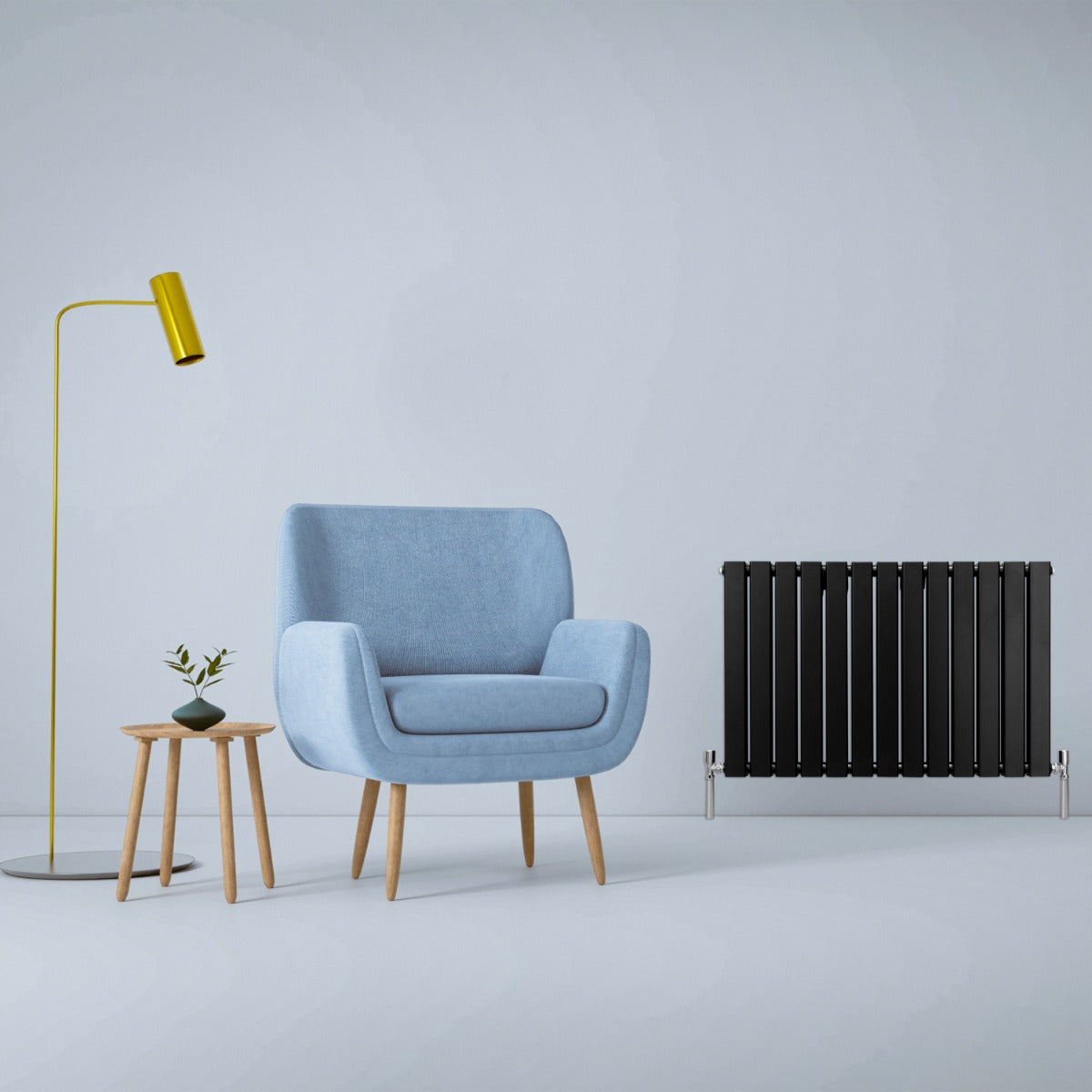 Designer Flat Panel Radiator 600mm by 910mm Matte Black Finish Home Office Decor Style