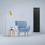 Designer Flat Panel Radiator 1600mm x 420mm Matte Black Finish For Modern Homes Interiors by Monster Shop