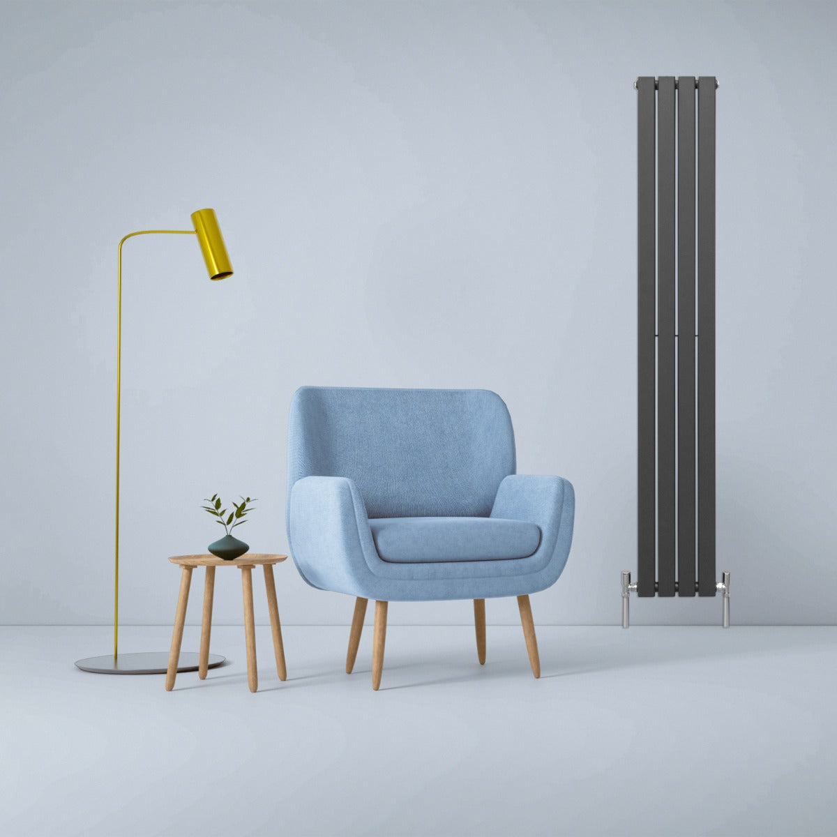 Designer Flat Panel Radiator 1800mm x 280mm Anthracite Grey For Modern Interiors