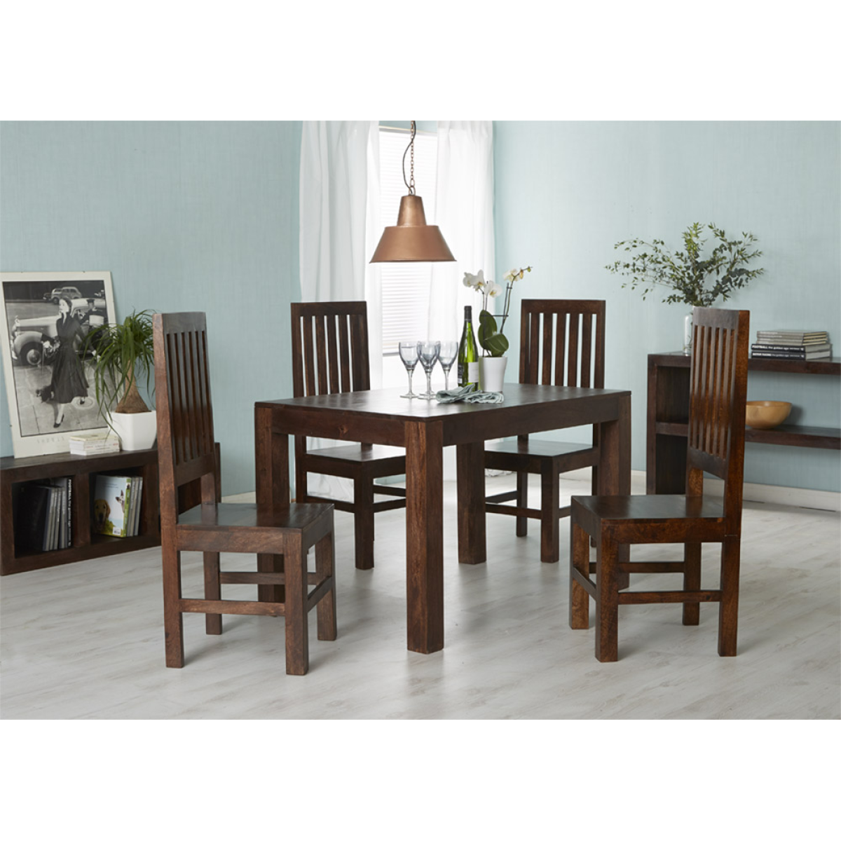 Toko Mango Dining Table 4ft Small 120cm Dark Mango Finish - Indian Hub - Home Symphony