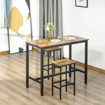 HOMCOM Set of 2 Kitchen Breakfast Bar Chairs with Footrest, Rustic Brown - Bar Stool