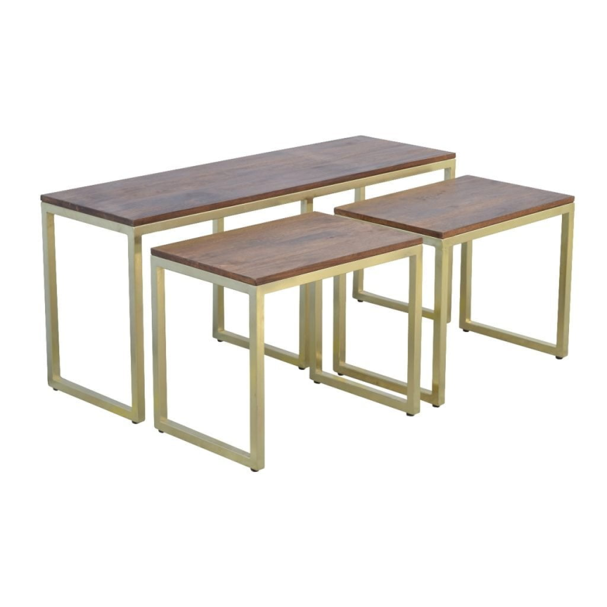 Artisan Nesting Tables Trio Chestnut Mango Gold