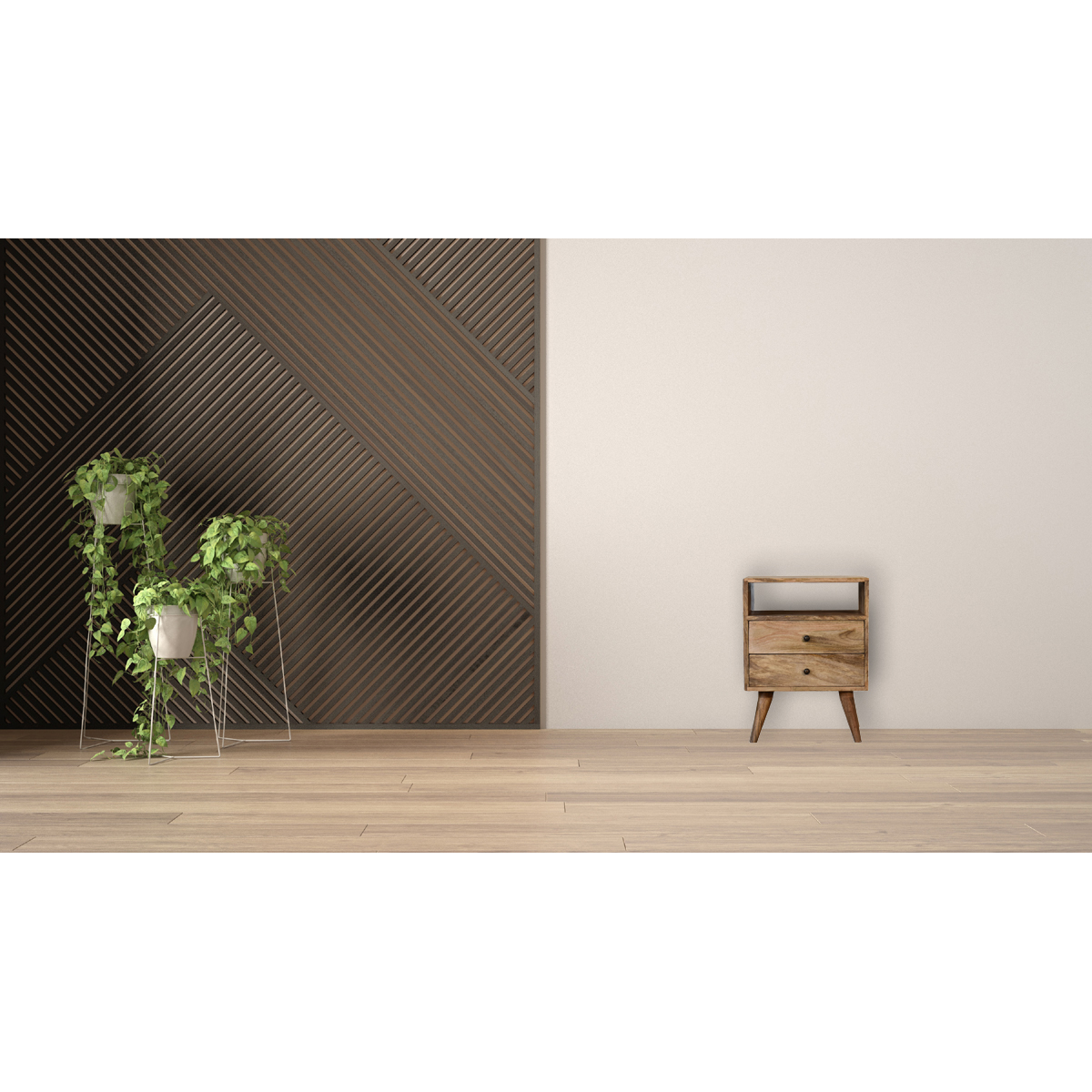 Artisan Bedside Table Standard Size Solid Mango Wood Brass Knob Nightstand For Bedroom Decor - Artisan Furniture - Home Symphony