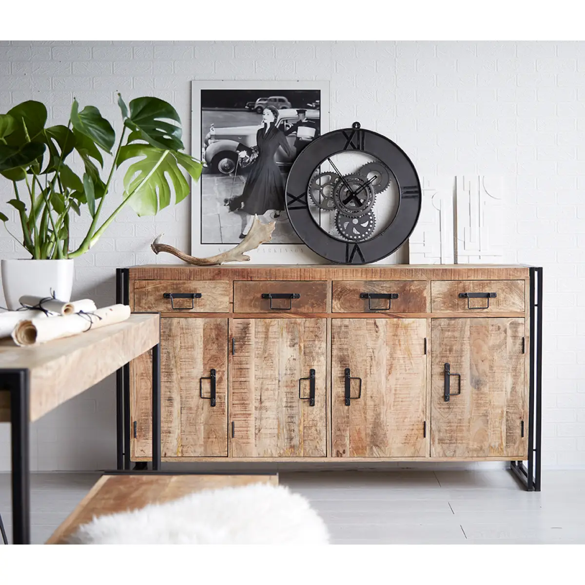 Indian Hub Cosmo Industrial Extra Large Sideboard - Sideboard