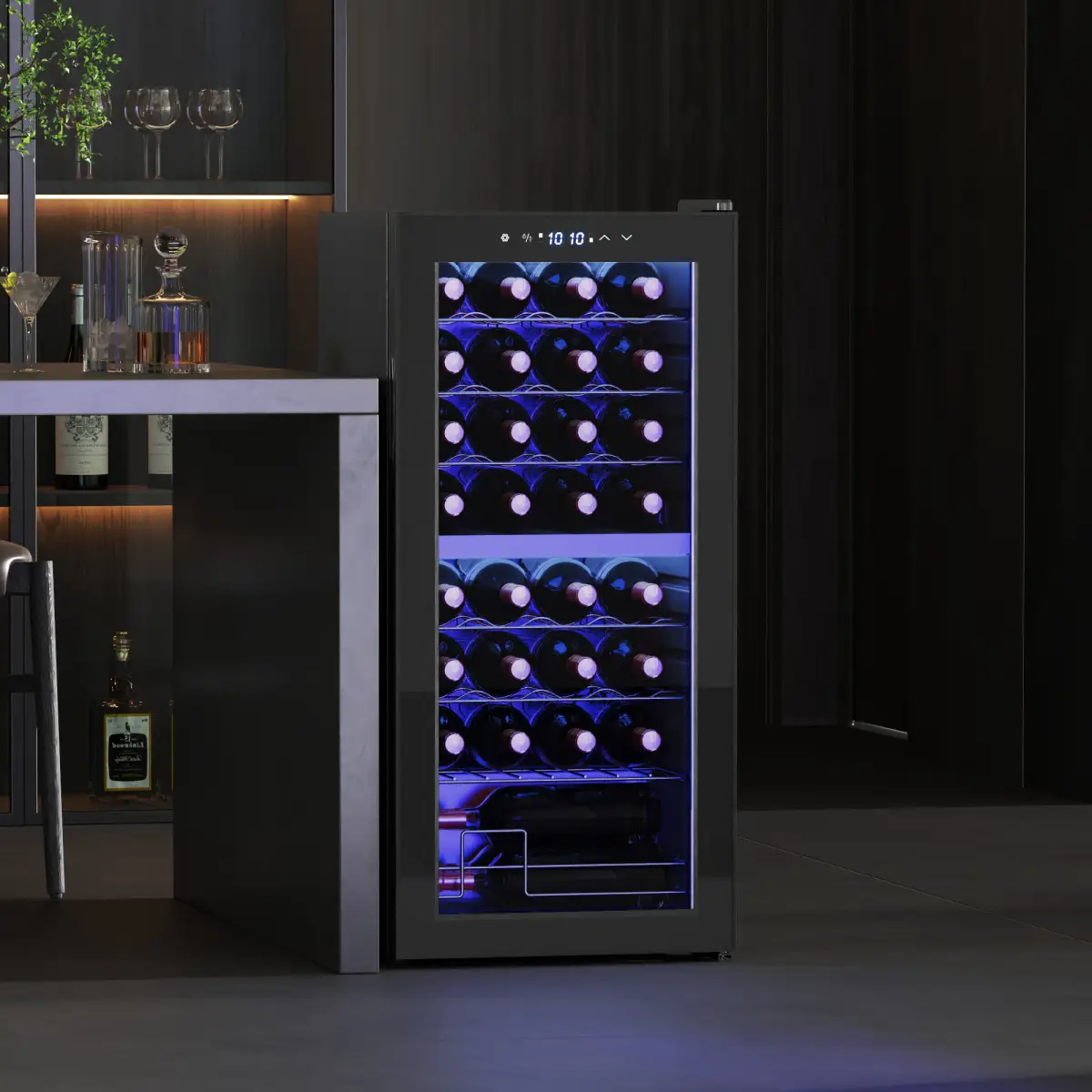 HOMCOM HOMCOM 86L Dual Zone Wine Cooler with Adjustable Temperature Control, Black - Wine Rack