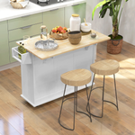 HOMCOM Kitchen Island Cart On Wheels Drop Leaf White Home by HOMCOM
