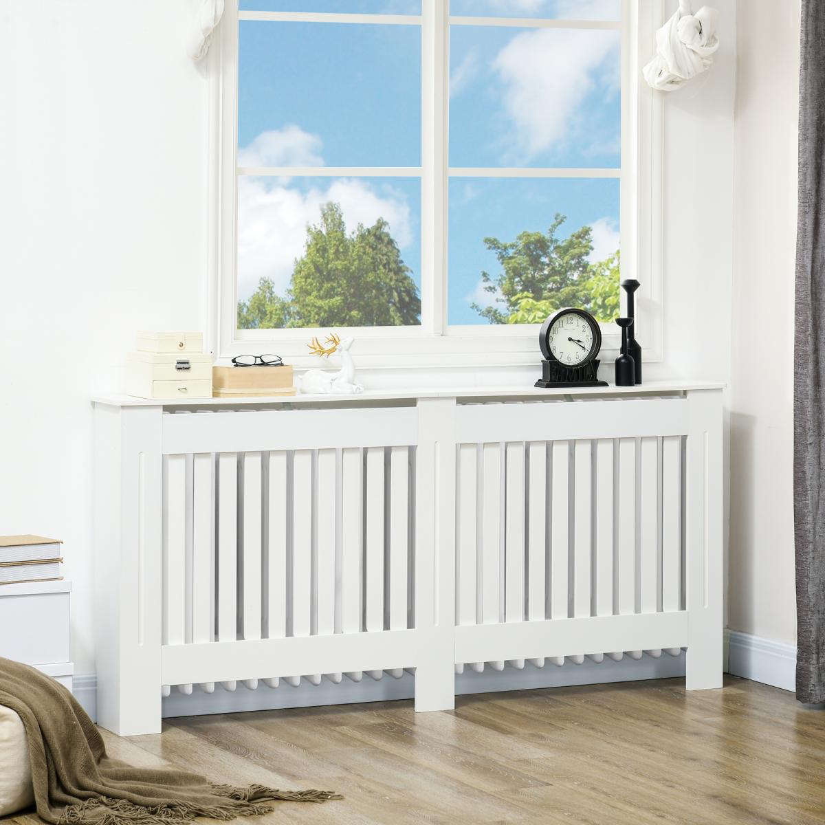 HOMCOM Radiator Cover 172x19x81.5cm Slatted Home