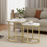 Elegant Side Tables RoundOblong Marble LivingArea - HOMCOM - Home Symphony