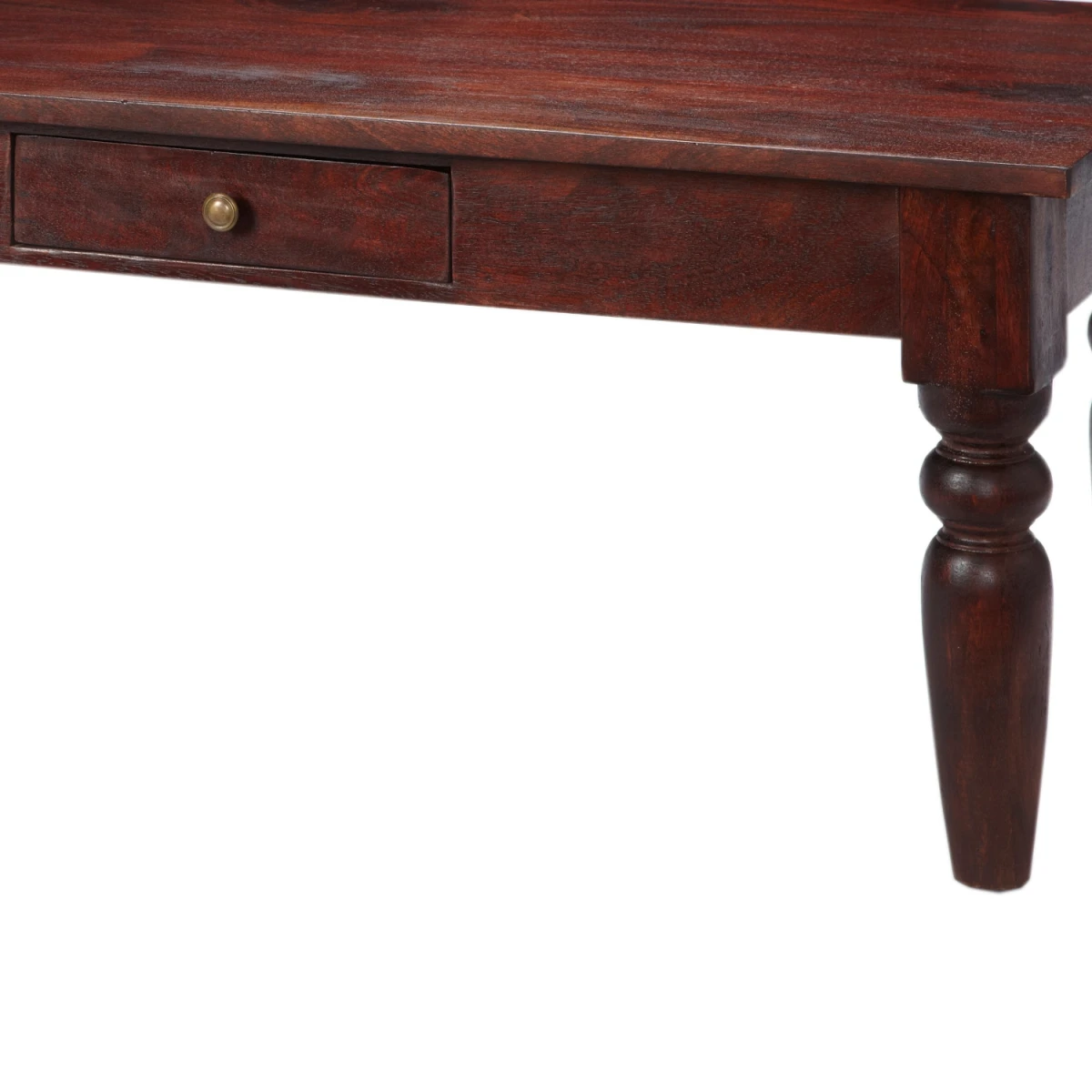 Indian Hub Jaipur Coffee Table 26x25x5 cm Dark Mahogany Finish Brass Drawer for Traditional Homes - Coffee Table