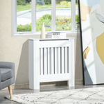 HOMCOM White Painted Radiator Cover Cabinet Standard Size Slatted Vent Top Shelf Wall Mount Home Office - Radiator