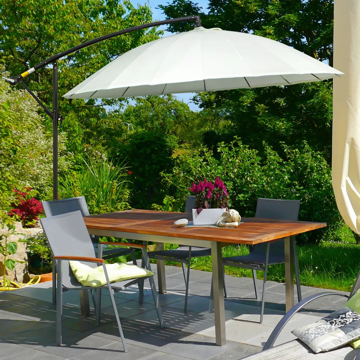 Unbranded 3(m) Cantilever Shanghai Parasol Crank Handle, Cross Base, Off-White Outsunny - Parasol