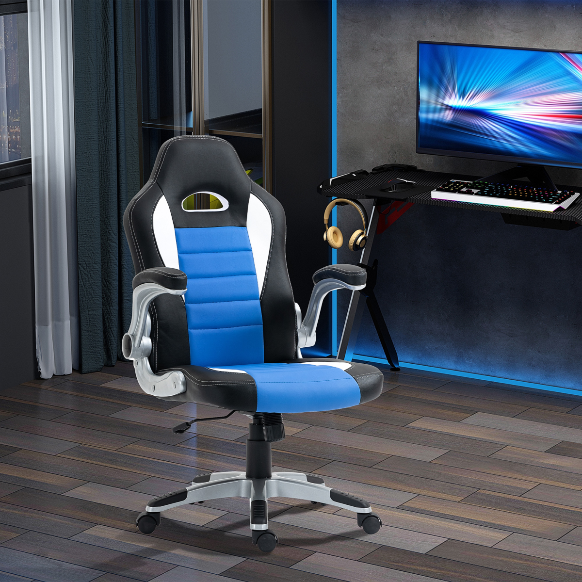 Premium Racing Gaming Chair 112 To 122 Cm Height Adjustable Swivel With Flip Up Armrests For Gamers - Unbranded - Home Symphony