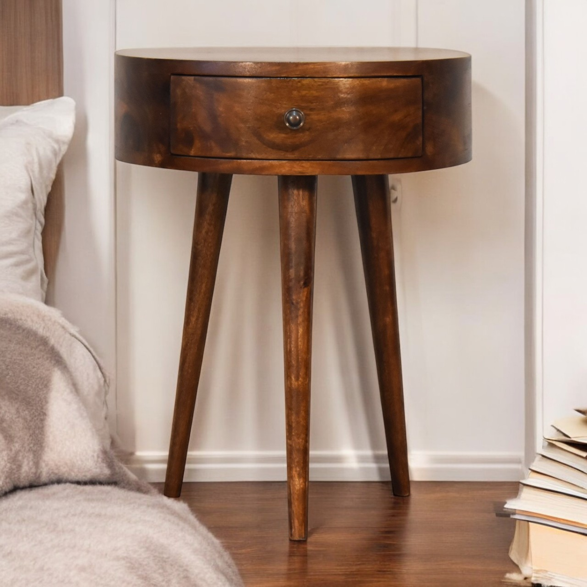 Artisan Bedside Chestnut SemiCircle Mango Bedroom - Artisan Furniture - Home Symphony