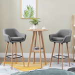 2 PCs Modern Upholstered Fabric Bucket Seat Bar Stools w/ Solid Wood Legs Grey - Unbranded - Home Symphony