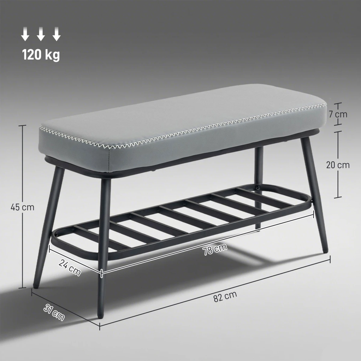 N/A Premium PU Leather Storage Bench 7cm Cushion Home - Shoe Storage