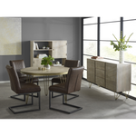 Light Gold Round Dining Table With Metal Inlay Dining Room - Indian Hub - Home Symphony
