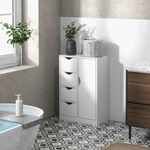 White Cabinet Slim 4-Drawer With Shelf For Home by HOMCOM