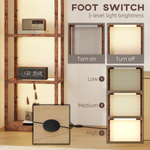 Wood Floor Lamp 180cm 4 Tier Shelf LED Dimmer Home - N/A - Home Symphony