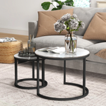 HOMCOM Glass Nest Tables Large Small Stackable by HOMCOM