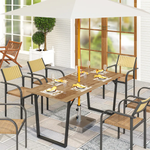 Outsunny Outsunny Wooden Garden Table for 6 with 5cm Parasol Hole for Balcony Terrace - Garden Table