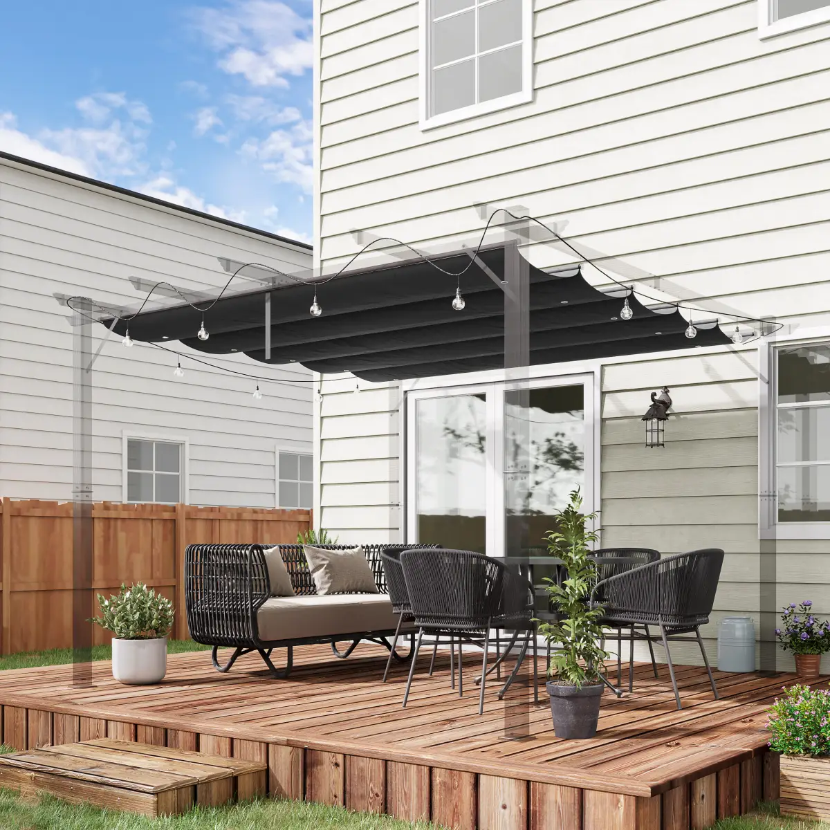 Outsunny Pergola Shade Cover for 3 x 3m Pergola, Replacement Canopy Fabric Only, Grey - Gazebos