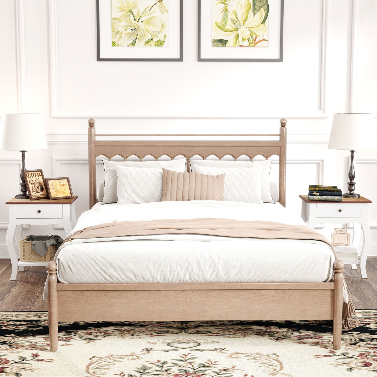 HOMCOM Bedside Tables 2 Pack Compact White Wood Top Drawer And Shelf Bedroom Storage - HOMCOM - Home Symphony