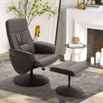 Home Symphony Premium Reclining Armchair Ottoman 2 Piece 360 Swivel Home in taupe faux leather